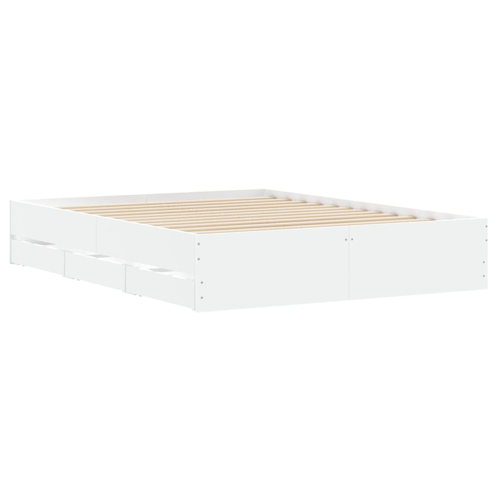 Bedframe met lades bewerkt hout wit 140x200 cm