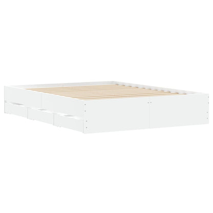 Bedframe met lades bewerkt hout wit 140x200 cm