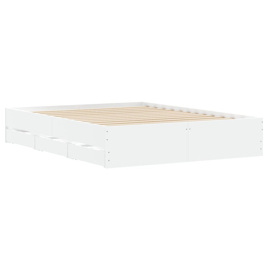 Bedframe met lades bewerkt hout wit 140x200 cm