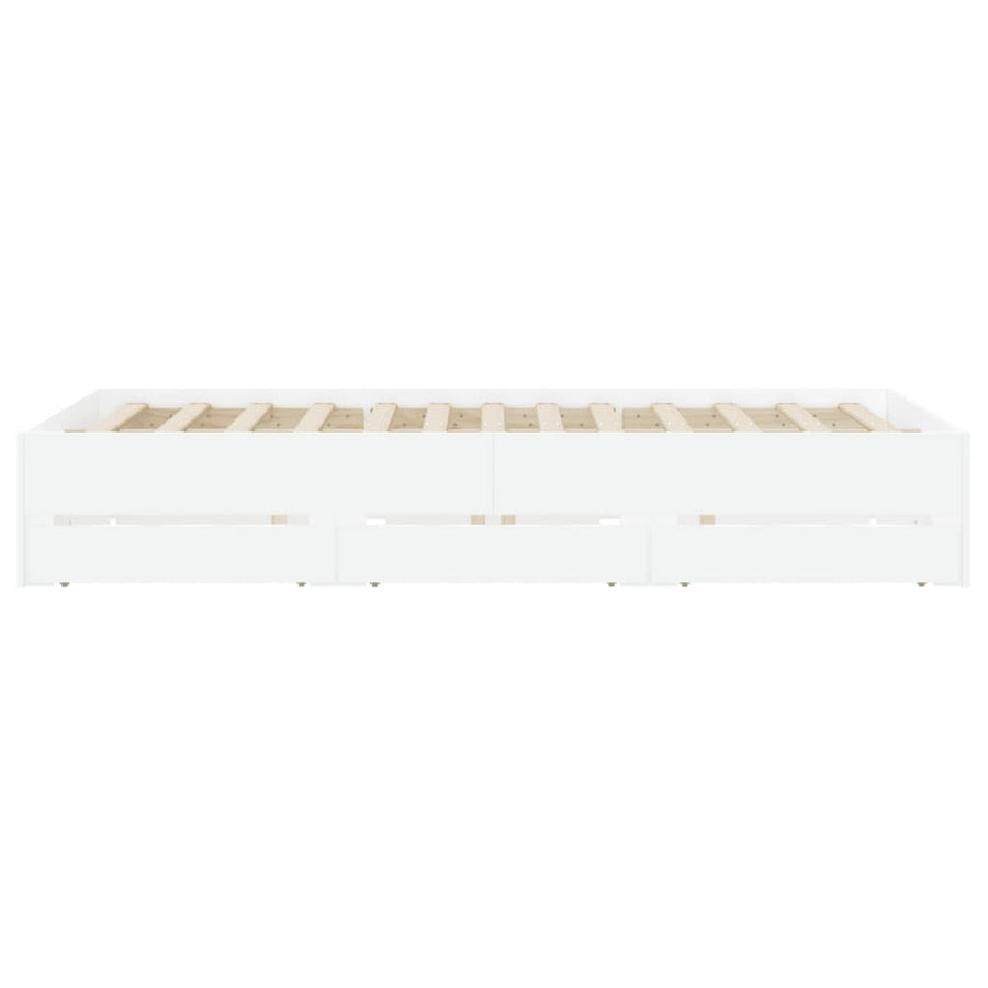 Bedframe met lades bewerkt hout wit 140x200 cm
