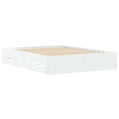 Bedframe met lades bewerkt hout wit 140x200 cm