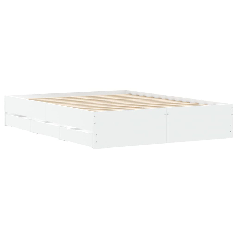 Bedframe met lades bewerkt hout wit 140x200 cm