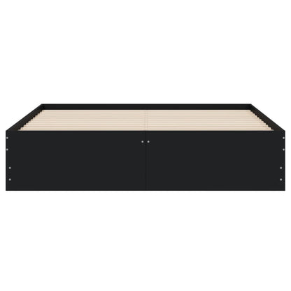 Bedframe met lades bewerkt hout zwart 140x200 cm 140 x 200 cm Zwart