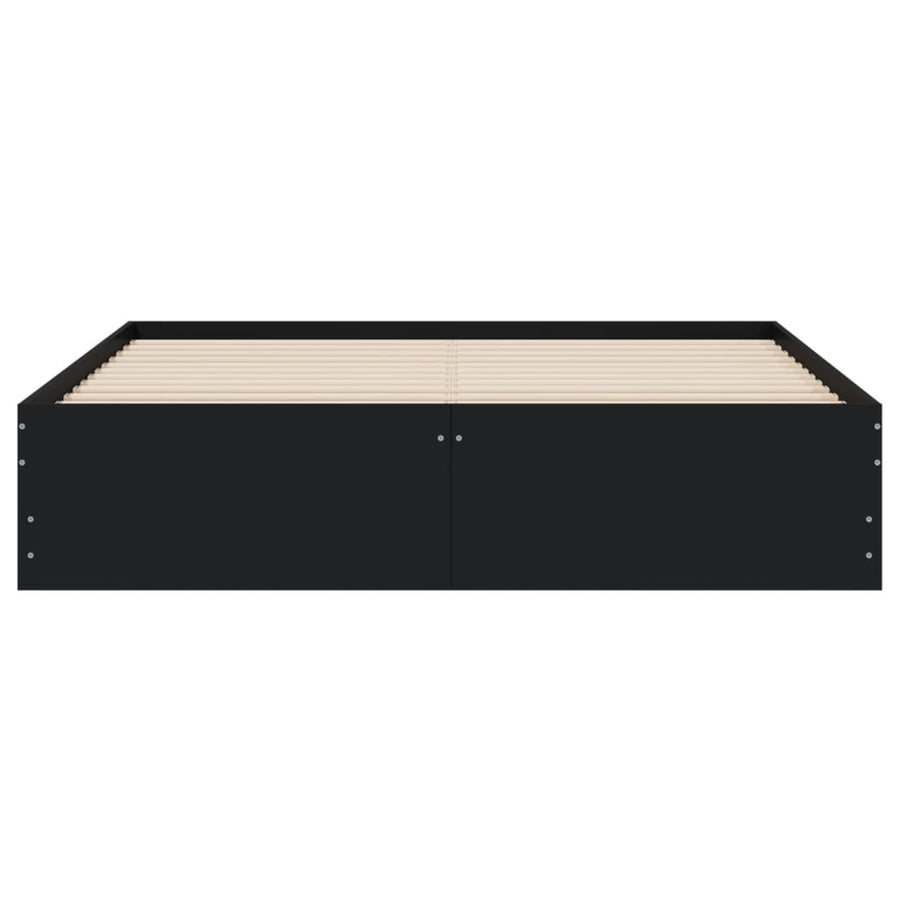Bedframe met lades bewerkt hout zwart 140x200 cm 140 x 200 cm Zwart