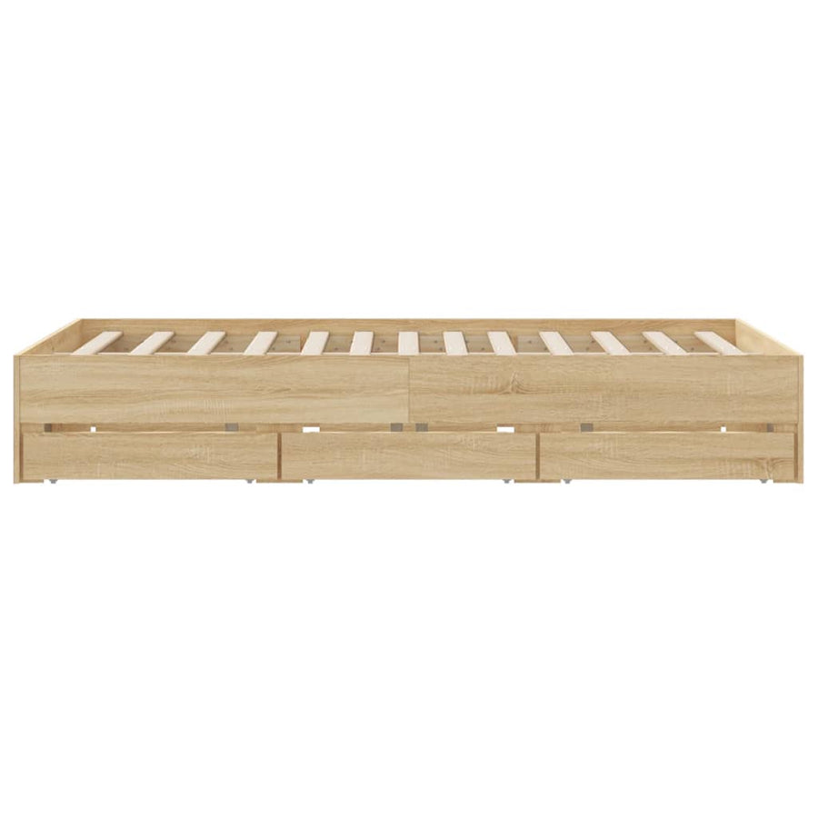 Bedframe met lades bewerkt hout sonoma eikenkleurig 140x200 cm 140 x 200 cm Sonoma eiken