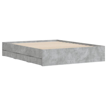 Bedframe met lades bewerkt hout betongrijs 140x200 cm 140 x 200 cm Betongrijs