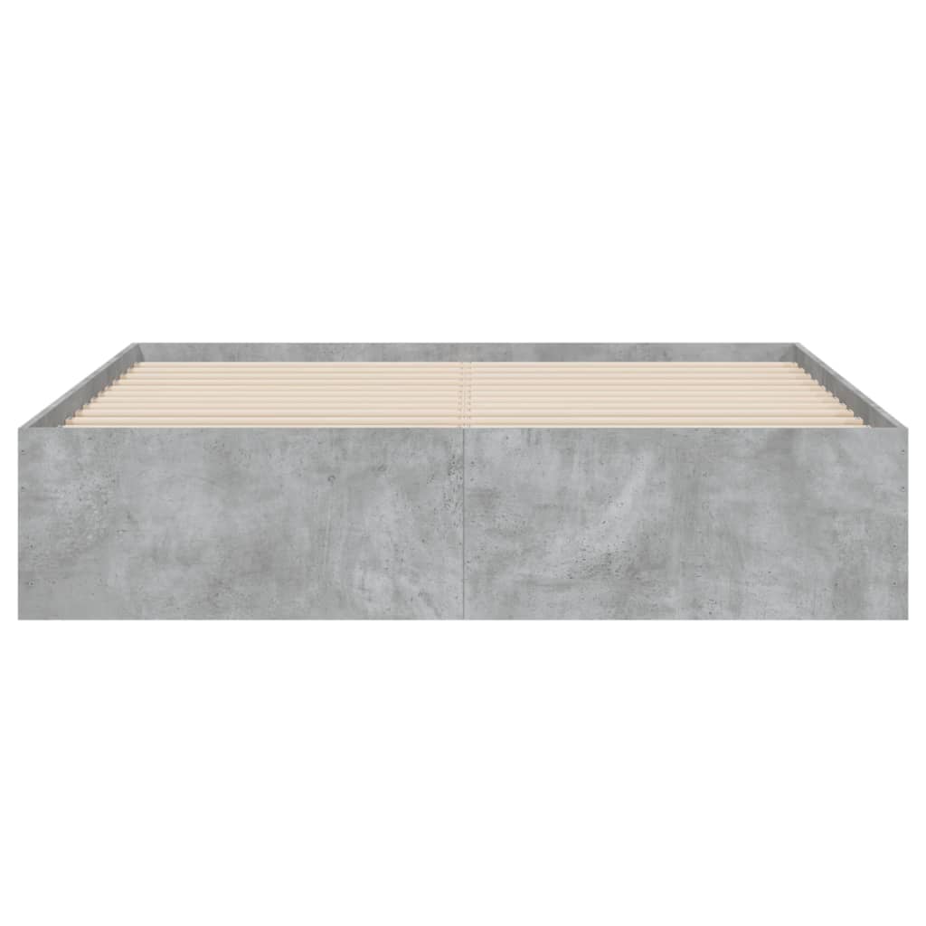 Bedframe met lades bewerkt hout betongrijs 140x200 cm 140 x 200 cm Betongrijs