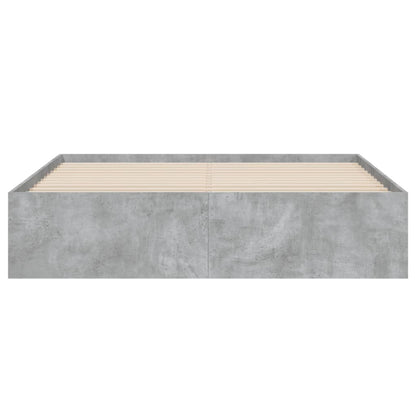 Bedframe met lades bewerkt hout betongrijs 140x200 cm 140 x 200 cm Betongrijs