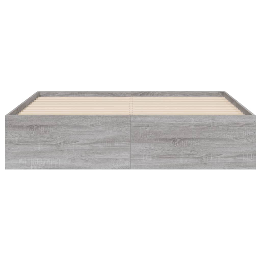 Bedframe met lades bewerkt hout grijs sonoma eiken 140x200 cm 140 x 200 cm Grijs sonoma