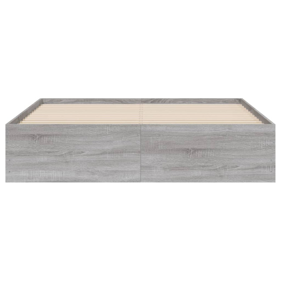 Bedframe met lades bewerkt hout grijs sonoma eiken 140x200 cm 140 x 200 cm Grijs sonoma