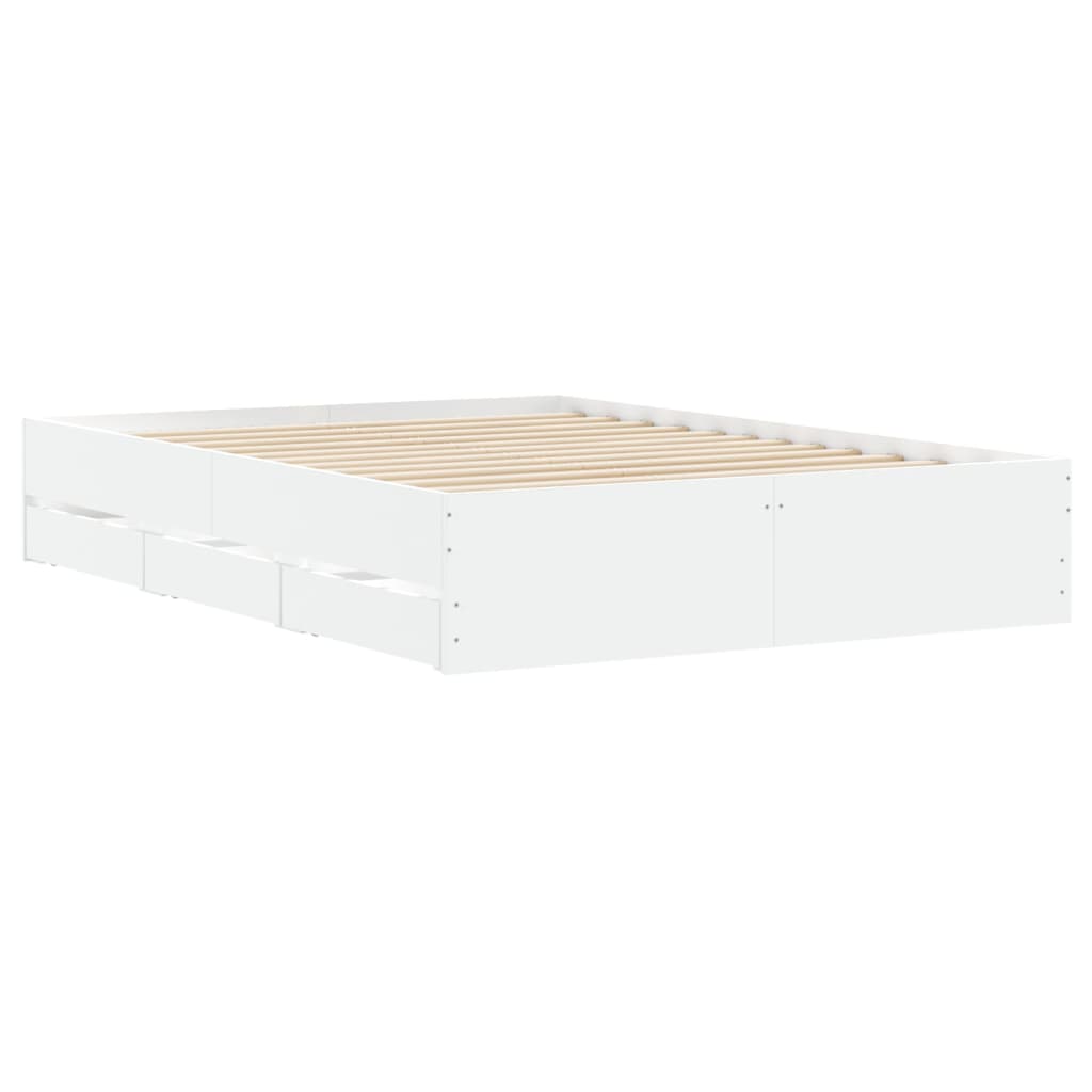 Bedframe met lades bewerkt hout wit 120x200 cm