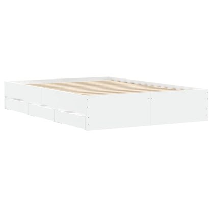Bedframe met lades bewerkt hout wit 120x200 cm