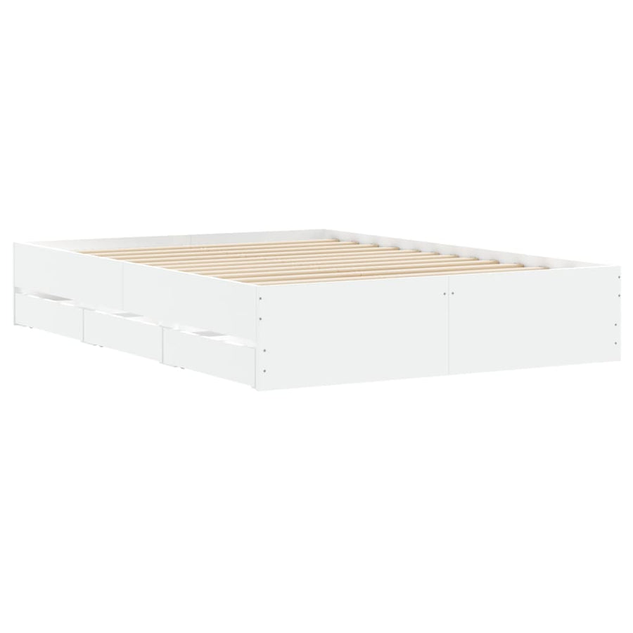 Bedframe met lades bewerkt hout wit 120x200 cm