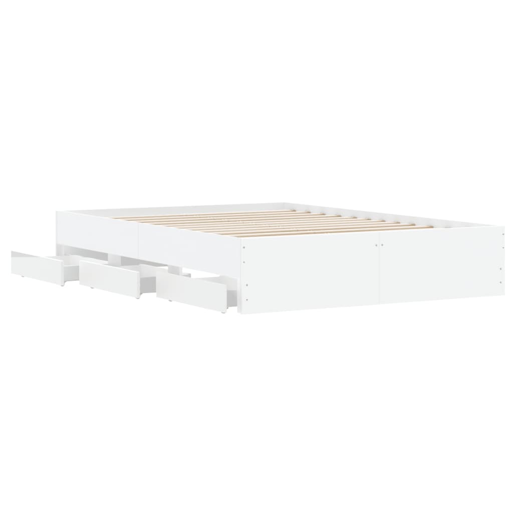 Bedframe met lades bewerkt hout wit 120x200 cm
