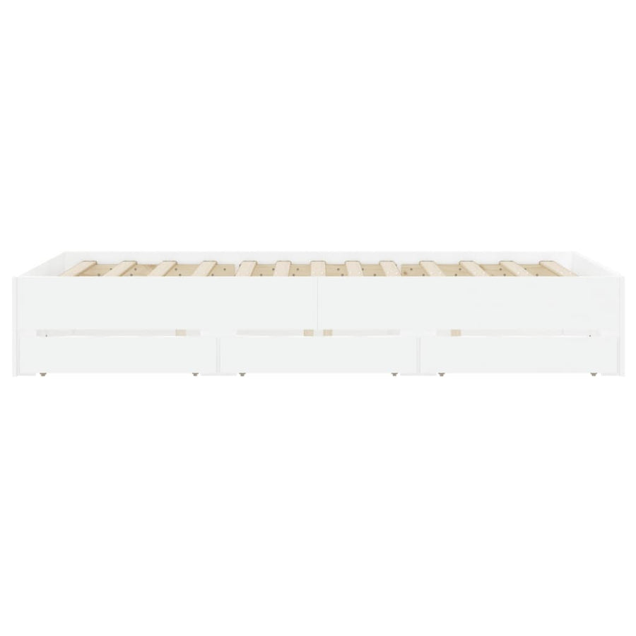 Bedframe met lades bewerkt hout wit 120x200 cm