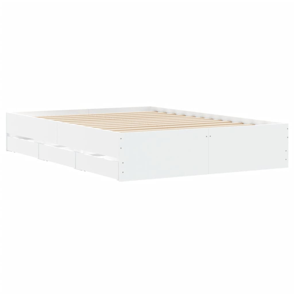 Bedframe met lades bewerkt hout wit 120x200 cm