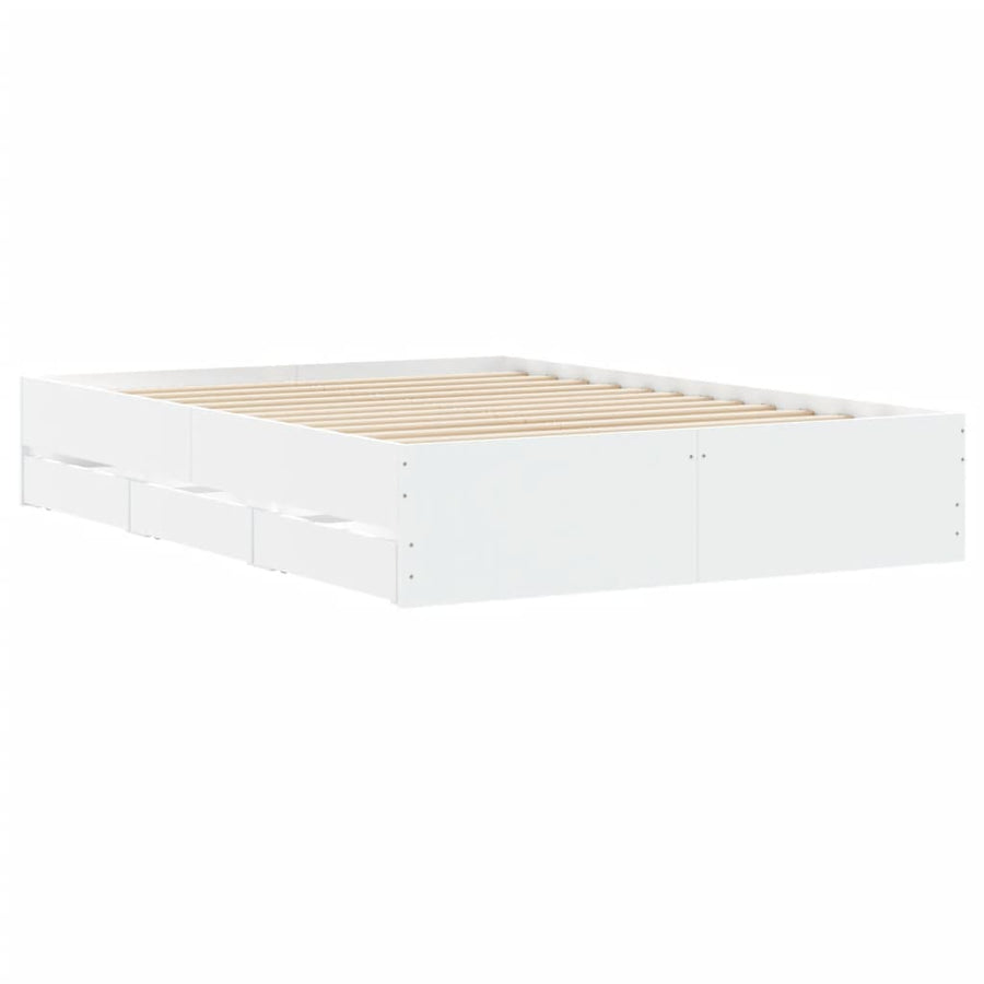 Bedframe met lades bewerkt hout wit 120x200 cm
