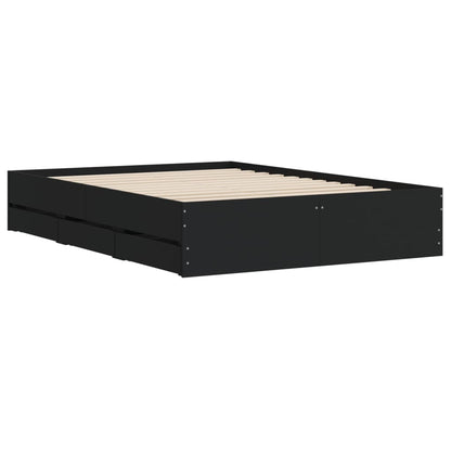 Bedframe met lades bewerkt hout zwart 120x200 cm