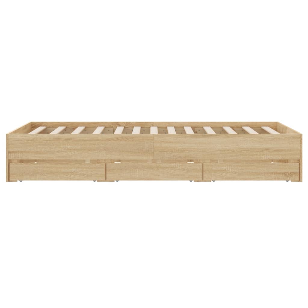 Bedframe met lades bewerkt hout sonoma eikenkleurig 120x200 cm