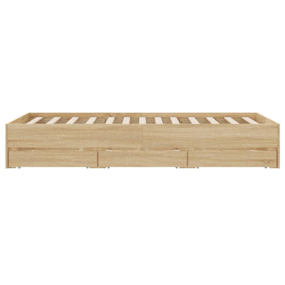 Bedframe met lades bewerkt hout sonoma eikenkleurig 120x200 cm