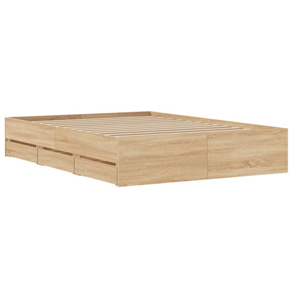 Bedframe met lades bewerkt hout sonoma eikenkleurig 120x200 cm
