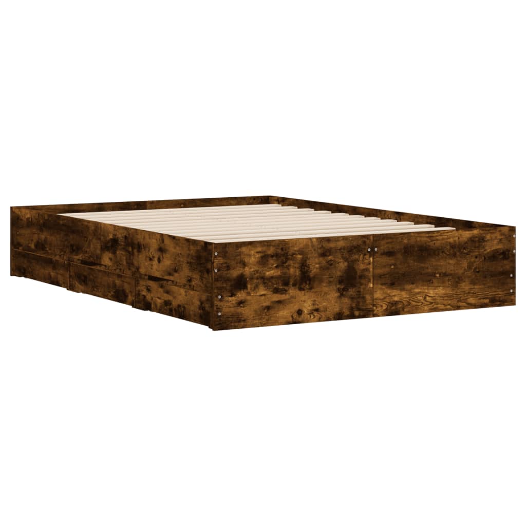 Bedframe met lades bewerkt hout gerookt eikenkleurig 120x200 cm