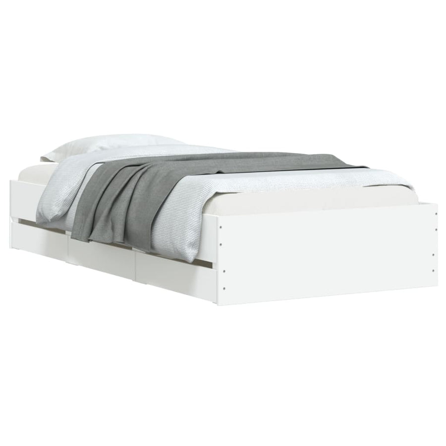 Bedframe met lades bewerkt hout wit 100x200 cm