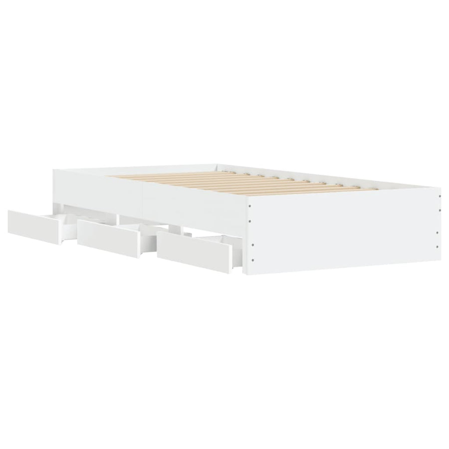 Bedframe met lades bewerkt hout wit 100x200 cm