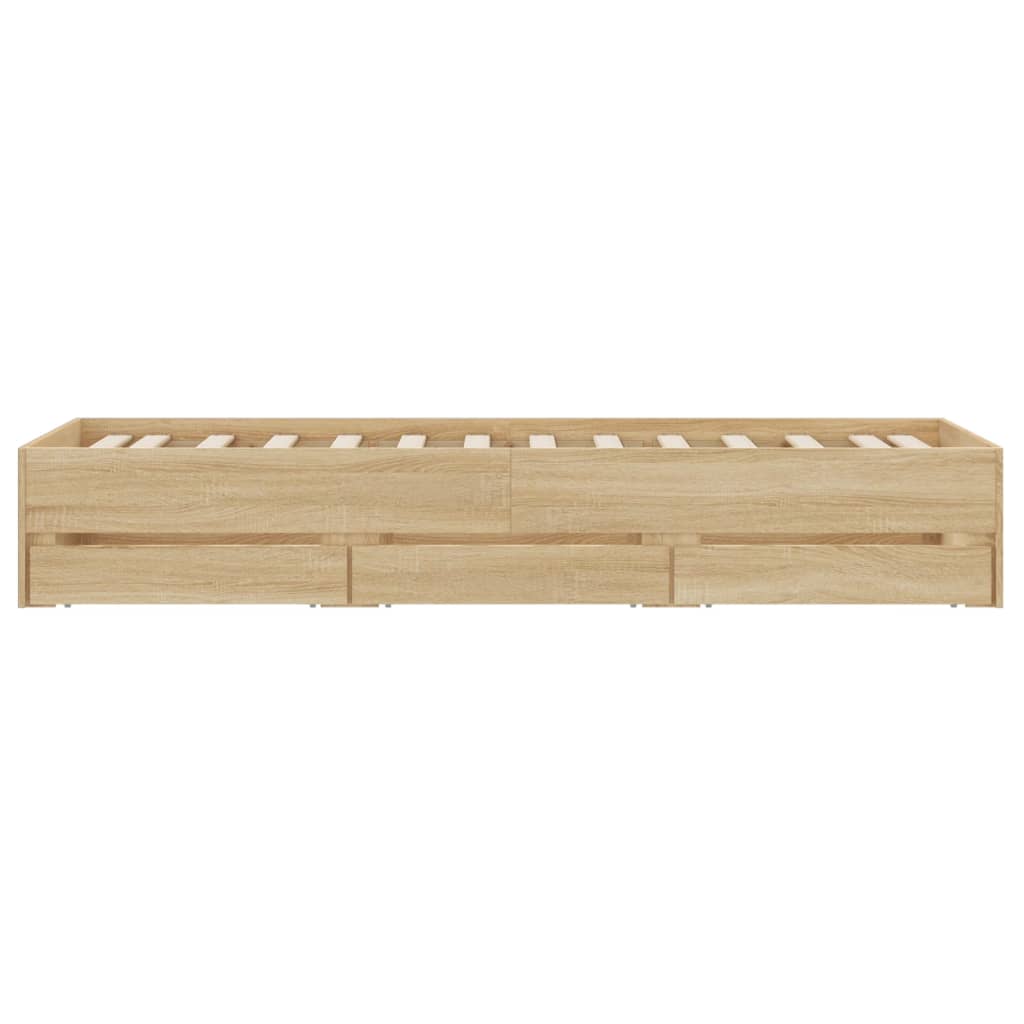 Bedframe met lades bewerkt hout sonoma eikenkleurig 100x200 cm