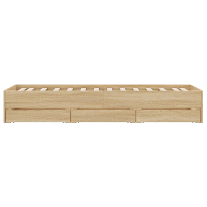 Bedframe met lades bewerkt hout sonoma eikenkleurig 100x200 cm