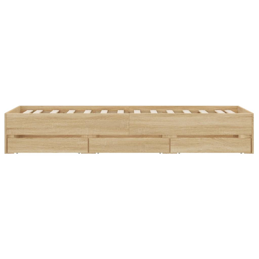 Bedframe met lades bewerkt hout sonoma eikenkleurig 100x200 cm