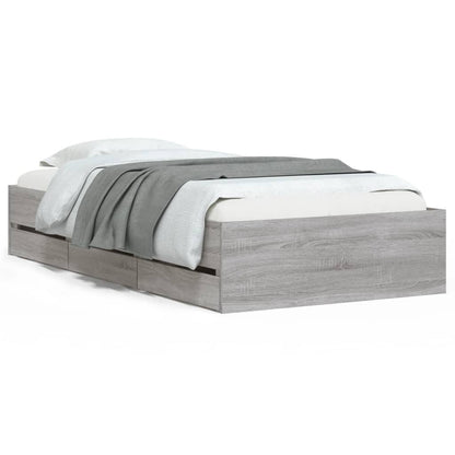 Bedframe met lades bewerkt hout grijs sonoma eiken 100x200 cm