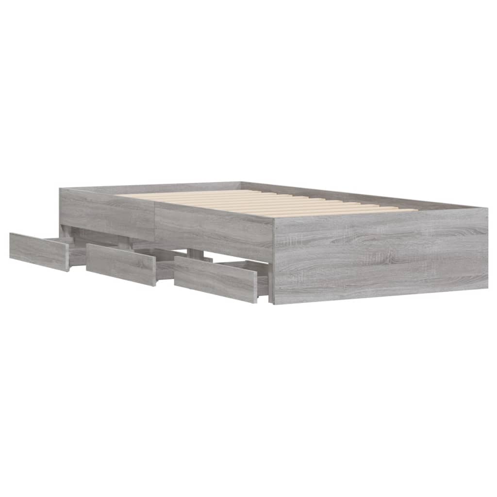 Bedframe met lades bewerkt hout grijs sonoma eiken 100x200 cm