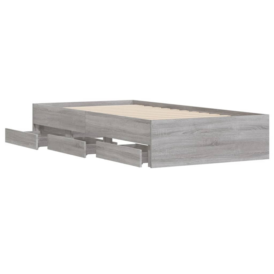 Bedframe met lades bewerkt hout grijs sonoma eiken 100x200 cm