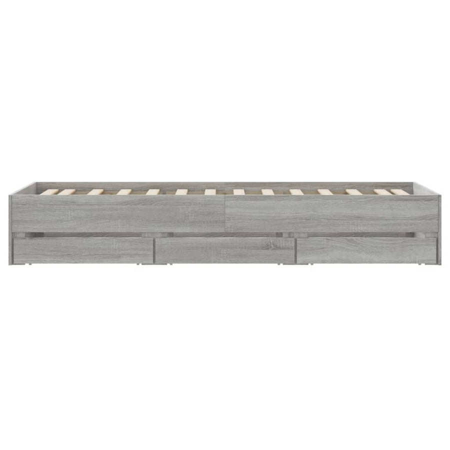 Bedframe met lades bewerkt hout grijs sonoma eiken 100x200 cm