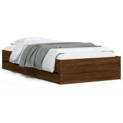 Bedframe met lades bewerkt hout bruineikenkleurig 100x200 cm