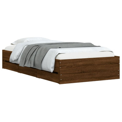 Bedframe met lades bewerkt hout bruineikenkleurig 100x200 cm