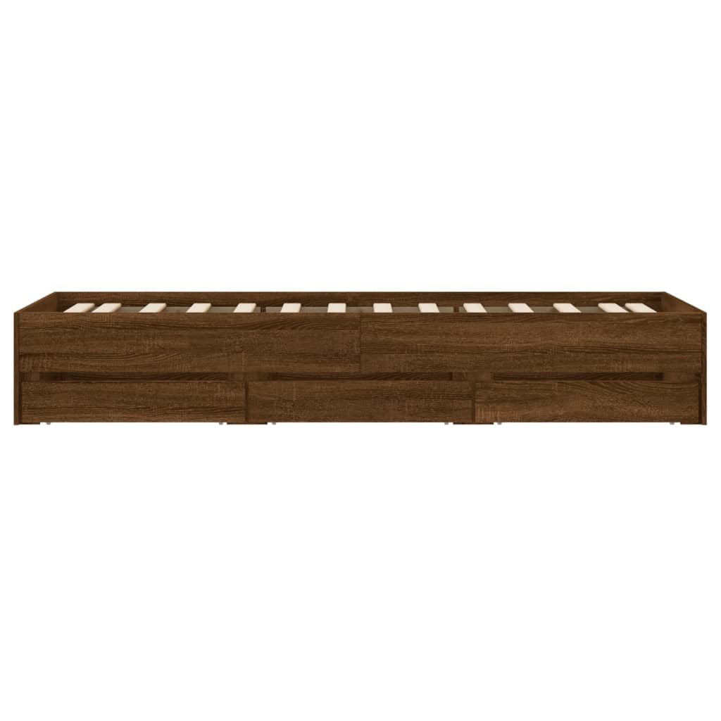 Bedframe met lades bewerkt hout bruineikenkleurig 100x200 cm