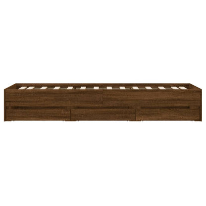 Bedframe met lades bewerkt hout bruineikenkleurig 100x200 cm