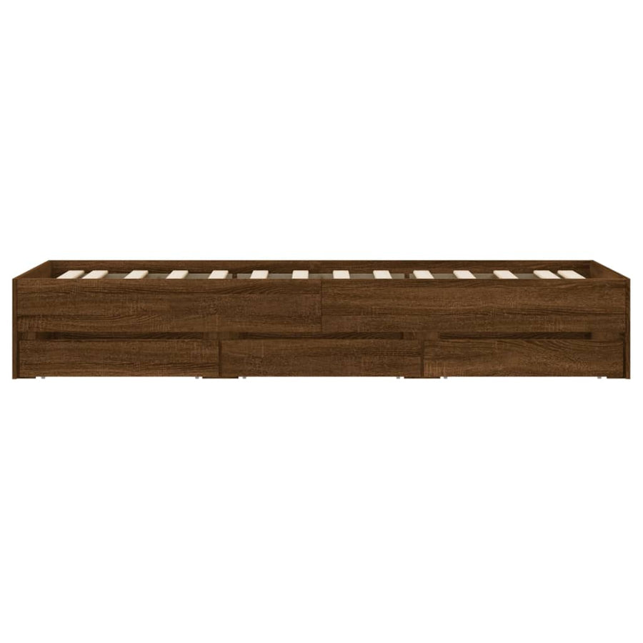 Bedframe met lades bewerkt hout bruineikenkleurig 100x200 cm