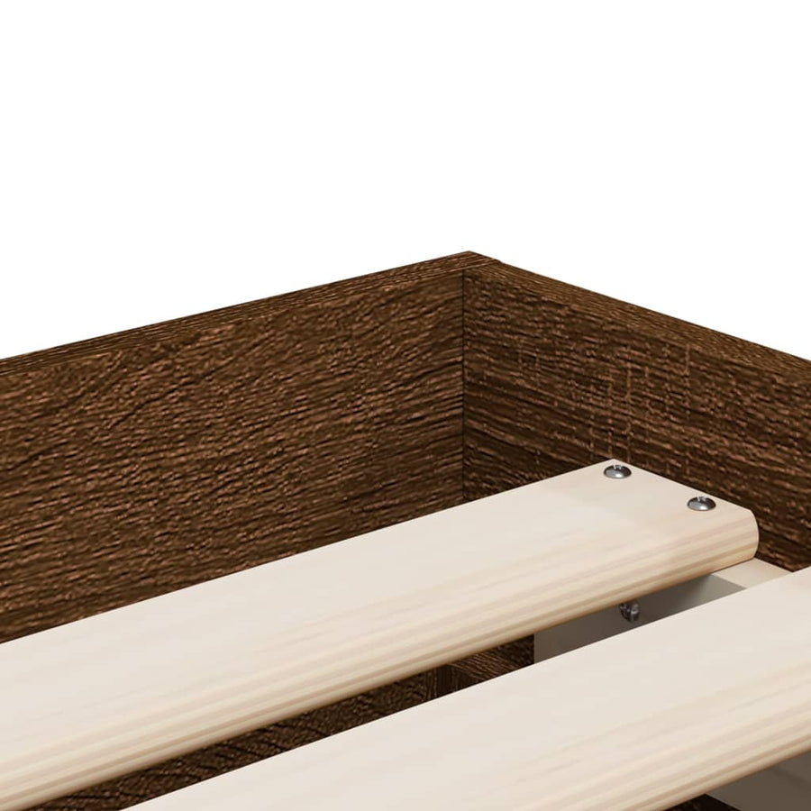 Bedframe met lades bewerkt hout bruineikenkleurig 100x200 cm