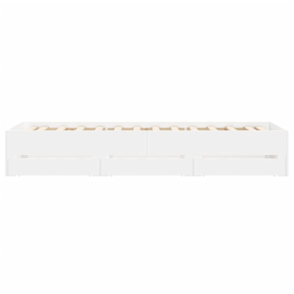 Bedframe met lades bewerkt hout wit 90x200 cm 90 x 200 cm Wit