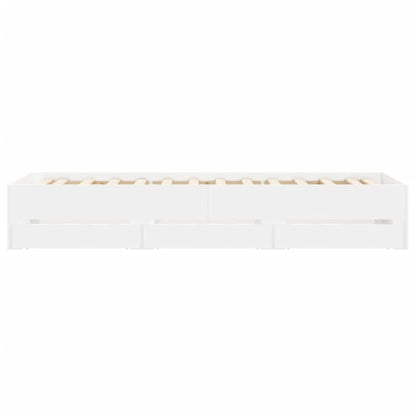 Bedframe met lades bewerkt hout wit 90x200 cm 90 x 200 cm Wit