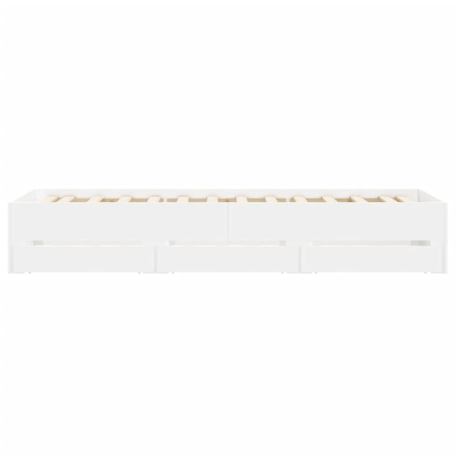 Bedframe met lades bewerkt hout wit 90x200 cm 90 x 200 cm Wit