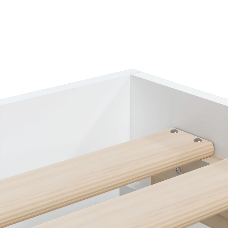 Bedframe met lades bewerkt hout wit 90x200 cm 90 x 200 cm Wit