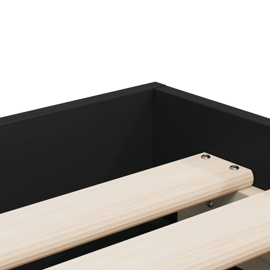 Bedframe met lades bewerkt hout zwart 90x200 cm 90 x 200 cm Zwart