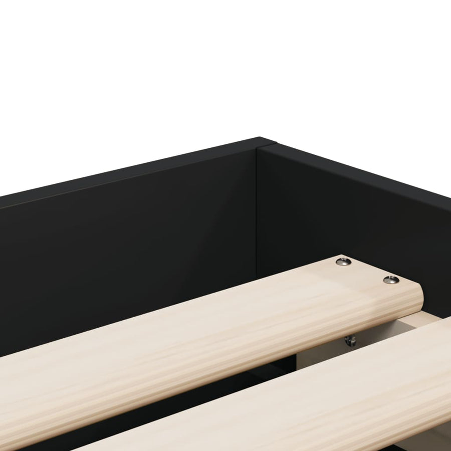 Bedframe met lades bewerkt hout zwart 90x200 cm 90 x 200 cm Zwart