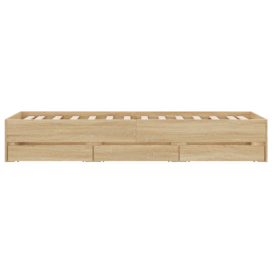 Bedframe met lades bewerkt hout sonoma eikenkleurig 90x200 cm