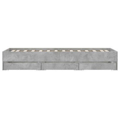 Bedframe met lades bewerkt hout betongrijs 90x200 cm 90 x 200 cm Betongrijs