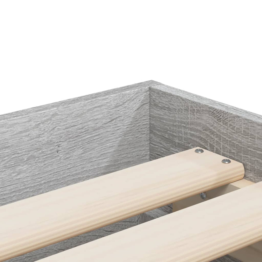 Bedframe met lades bewerkt hout grijs sonoma eiken 90x200 cm 90 x 200 cm Grijs sonoma